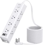 15FT Extension Cord With Multiple Outlets, Addtam Flat Plug Power Strip Surge Pr. Fixed Price $25.99.