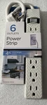 6-OUTLET Power Strip, 4 Ft Extension Cord, Grey & White Chevron. Fixed Price $12.99.