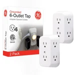 Ge 6-OUTLET Extender, 2 Pack, Grounded Wall Tap, Adapter Spaced Outlets, 3-PRONG. Fixed Price $11.50.