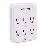 6-OUTLET Surge Protector With 2 Usb Charging Ports And Top Phone Holder White. Fixed Price $50.63.