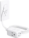 Flat Extension Cord With 3 Outlets, 8FT Left Angled Plug, Prong. Fixed Price $24.99.
