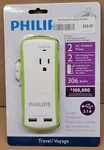 Philips Power Multiplier, Mini Portable Travel Surge Protector With Dual Usb. Fixed Price $10.00.