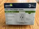 Leviton 15 Decora Tamper Resistant Usb In-wall Charger Outlets (3-PACK) New!. Fixed Price $16.95.