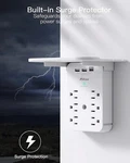 Mifaso Wall Extender Surge Protector 6 Ac Outlets, Shelf 2 Usb & Ch. Fixed Price $29.95.