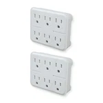 Oskos 6 Outlet Triple Extender, 3 Prong Grounded Wall Tap, Multiple White. Fixed Price $21.99.