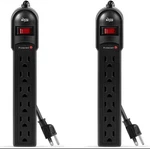 Kmc 6-OUTLET Surge Protector Power Strip, Overload Protection, 2-PACK, Black. Fixed Price $21.50.