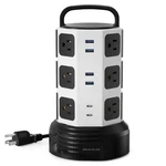 Power Strip Tower Surge Protector, 12 MEDIUM-6.5FT, White Black. Fixed Price $56.01.