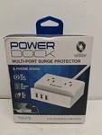 Tzumi Powerdock Multi-port Surge Protector & Phone Stand 2 Ac 3 Usb Outlets 5 Ft. Fixed Price $18.00.