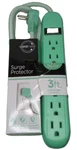 Cordinate Surge Protector 3FT With Flat Plug 6 Grounded Power Outlets Green. Fixed Price $17.00.