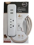 Jasco 2-OUTLETS 2-USB Charging Ports 4' Decorative Cord Flat Plug. Fixed Price $21.20.