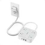 Flat Plug Extension Cord 5 Ft, (ring Pull), Grey & Surge Protector. Fixed Price $28.98.