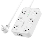 6-OUTLET Power Strip With Usb Sureance Surge Protector, 4 Ports, 1050J,. Fixed Price $15.53.