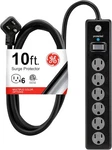 6-OUTLET Surge Protector, 10 Ft Extension Cord, Power Strip, 600 Joules, Twis. Fixed Price $27.99.