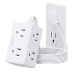 5FT Flat Plug Small Power STRIP,3-SIDE White Extension Cord With 6 Wide Outle.... Fixed Price $15.44.