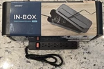 Wire Cable Management Box In Black With 6-OUTLET Power Strip, New. Fixed Price $18.25.