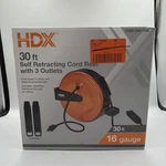 Hdx 30 Ft. 16/3 Retractable Cord Reel With Grounded Outlets In Orange. Fixed Price $24.99.