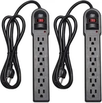 Kmc 6-OUTLET Surge Protector Power Strip 2-PACK, 900 Joules, 4-FOOT Extension Co. Fixed Price $36.99.