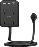 Flat Multi Plug Extender With 3 Usb Wall CHARGER(1 Type C), 4 Ft, Black. Fixed Price $24.64.