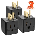 3-PACK 3-OUTLET Grounded Plug Extender Wall Tap Adapter For Travel Cruise Ship. Fixed Price $10.99.