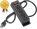 Wall Power Outlet Strip 4 Mountable With Switch 3FT. Fixed Price $21.99.