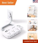 10FT Extension Cord With Multiple Outlets, Flat Plug Power Strip Surge Protector. Fixed Price $26.56.