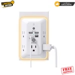 Addtam 9-IN-1 Surge Protector Outlet Extender 5 Ac + 4 (1 Usb-c) Night Light. Fixed Price $18.99.