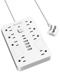 Bawmwim Surge Protector Power Strip - OUTLETS(1850W/15A) With 6 Feet, White. Fixed Price $32.18.