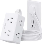 6FT Flat Plug Small Power STRIP,3-SIDE White Extension Cord With Wide Outlets. Fixed Price $12.38.